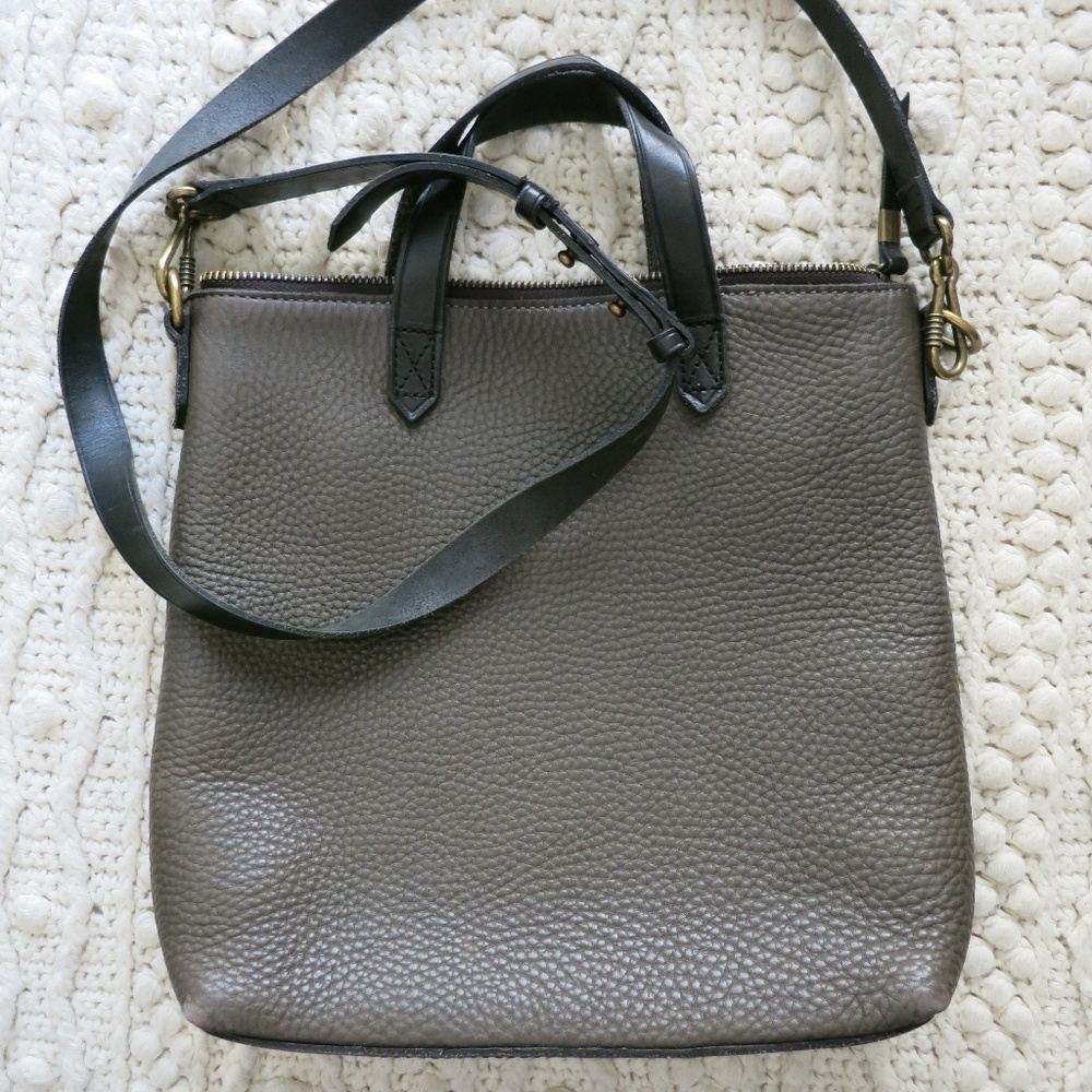 Madewell Purse, Grey/Black Leather, Crossbody